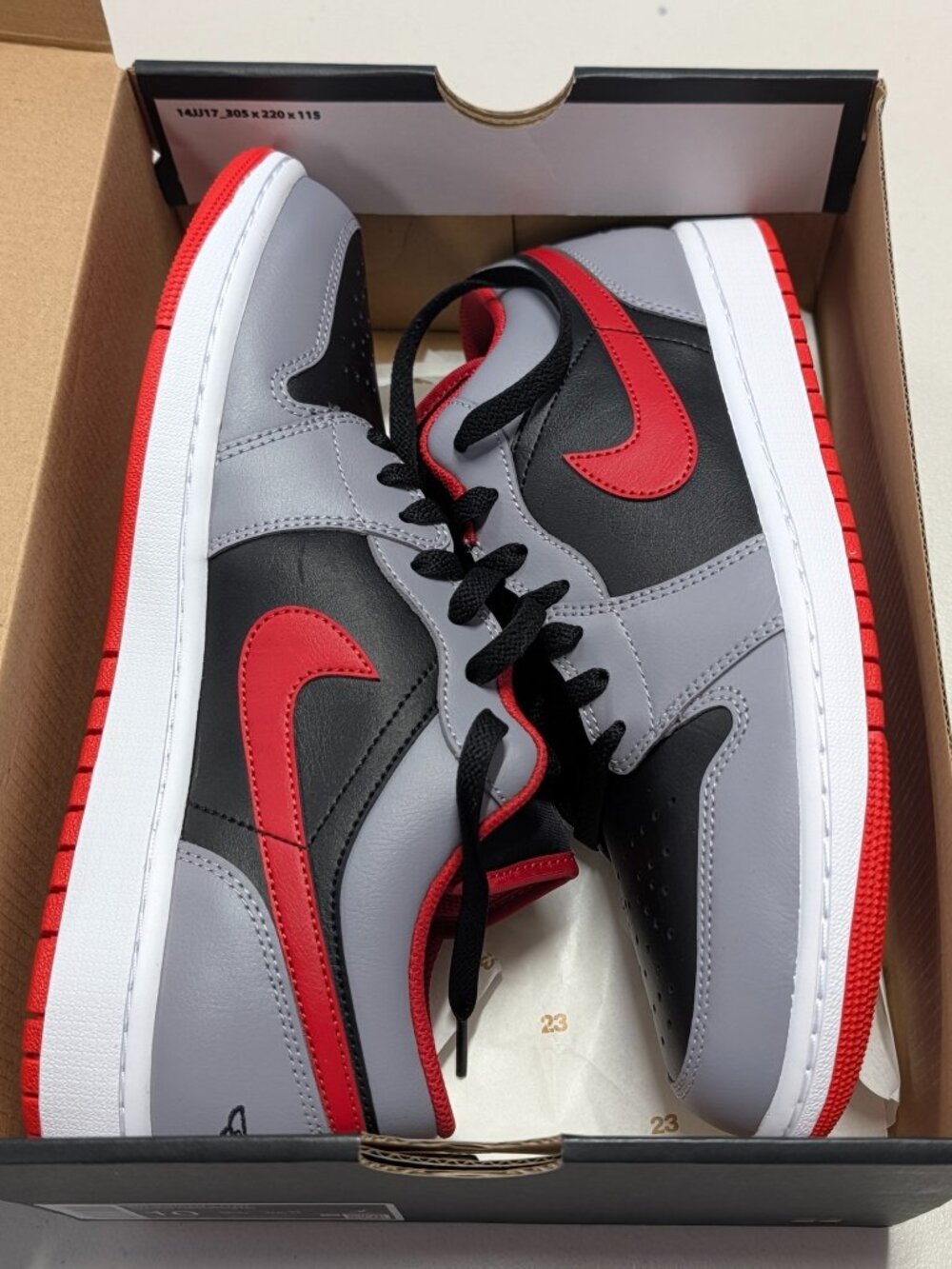 Air Jordan 1 Low 'Cement Fire Red' - Men’s Size 10 (553558-060)